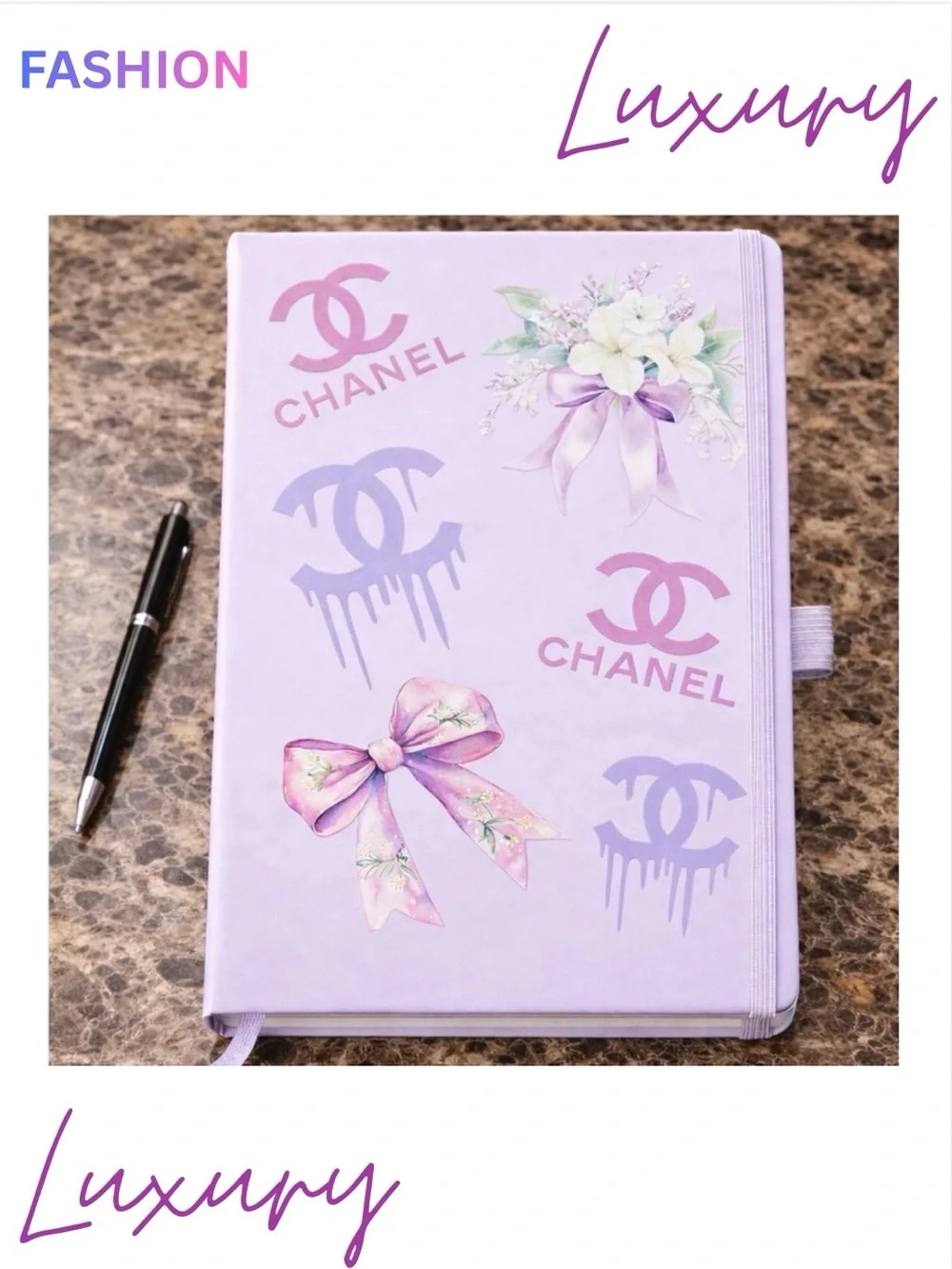 NOTEBOOK: Lavender & Purple Featuring Elegant Flowers & Bows, NWOT